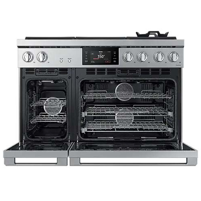 Dacor Transitional 48 in. 7.7 cu. ft. Smart Air Fry Dual Convection Double Oven Gas Range with 6 Sealed Burners - Silver Stainless, , hires