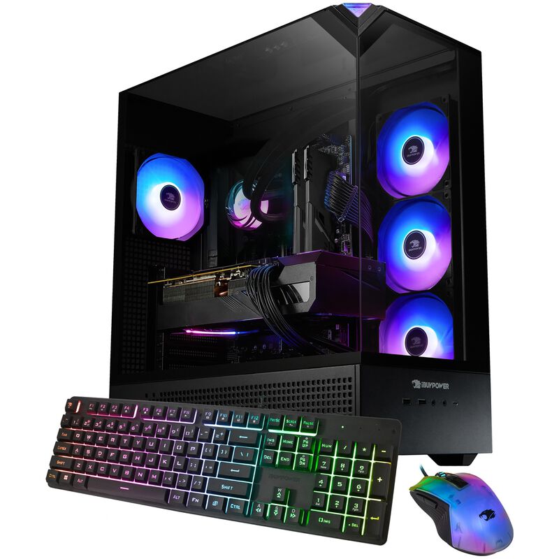 iBUYPOWER Element Gaming Desktop with AMD Ryzen 7 7800X3D, 4.2 GHz, 8-Core CPU, AMD Radeon RX 9070 XT, 16GB VRAM GPU, 32 GB RAM, 1 TB SSD & Windows 11 Home - Black, , hires