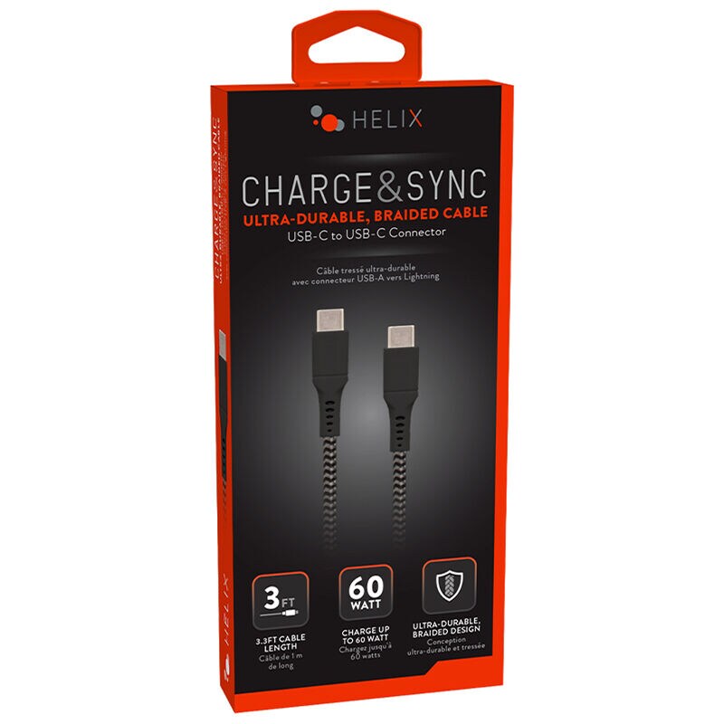 Helix 3ft USB-C to USB-C Cable (Black), , hires