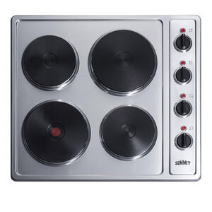 Summit 24 in. Electric Cooktop with 4 Smoothtop Burners - Stainless Steel, , hires