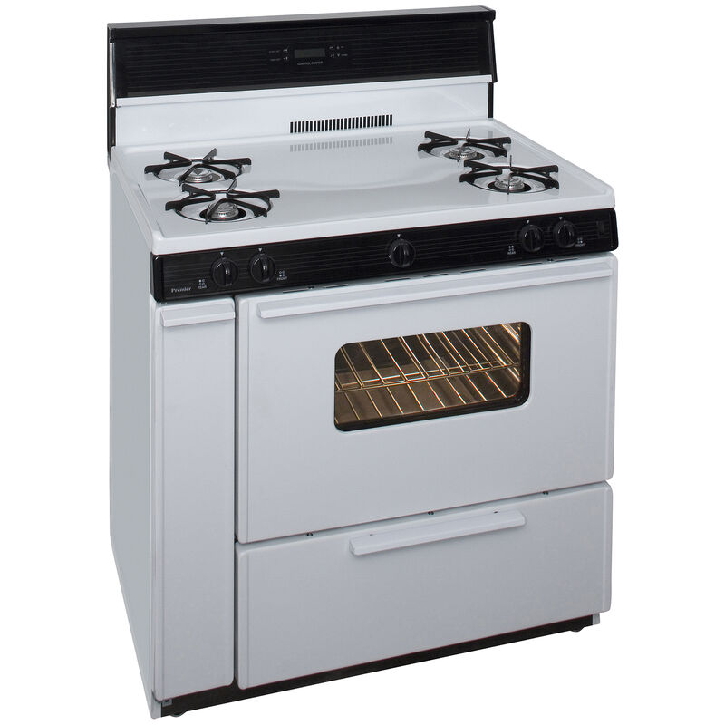 Premier 36 in. 3.9 cu. ft. Oven Freestanding Gas Range with 4 Open Burners - White, White, hires