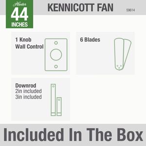 Hunter Kennicott 44 in. Indoor/Outdoor Ceiling Fan with Wall Control - Matte White, Matte White, hires