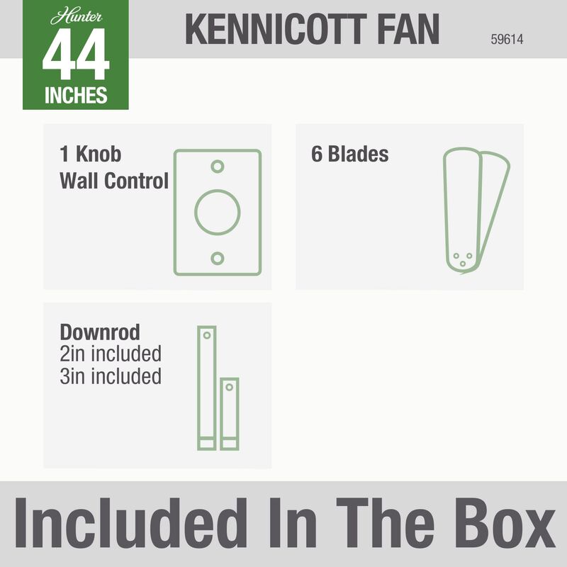 Hunter Kennicott 44 in. Indoor/Outdoor Ceiling Fan with Wall Control - Matte White, Matte White, hires