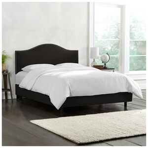 Skyline California King Nail Button Bed in Linen - Black, Black, hires