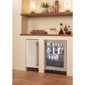 Cafe 24 in. 5.1 cu. ft. Built-In/Freestanding Beverage Center with Pull-Out Shelves & Digital Control - Stainless Steel, Stainless Steel, hires