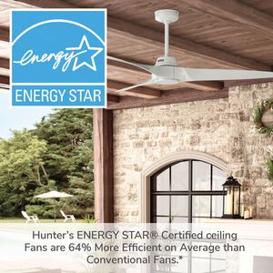 Hunter 60 in. Mosley Energy Star Damp Rated Ceiling Fan and Wall Control - Fresh White, , hires