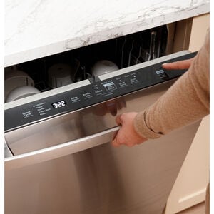 GE 24 in. Top Control Flush-Mount Dishwasher with 45 dBa Sound Level, 3rd-Rack & Dry Boost - White, White, hires