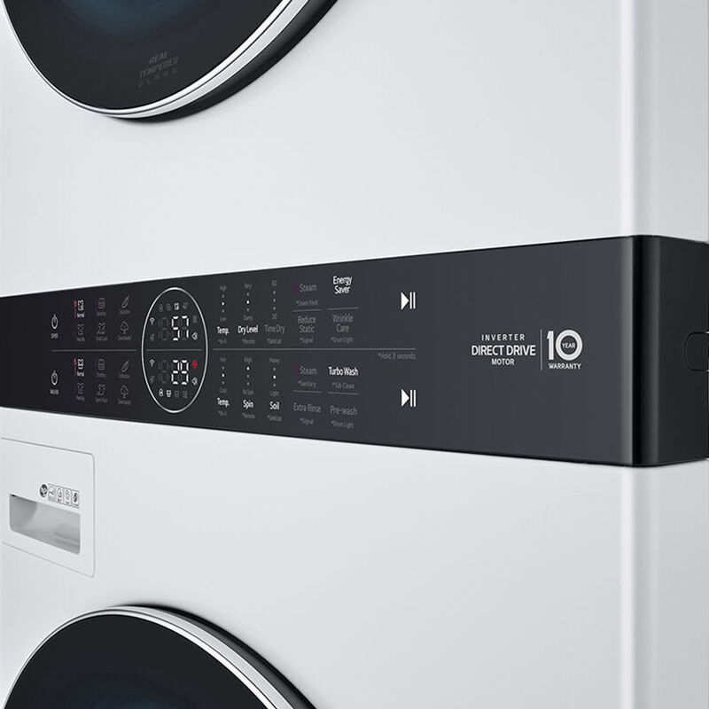 LG 27 in. WashTower with 4.5 cu. ft. Washer with 10 Wash Programs and TurboWash 360 & 7.4 cu. ft. Electric Dryer with 9 Dryer Programs, Sensor Dry & Wrinkle Care - White, White, hires