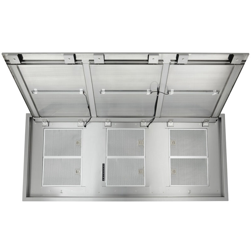 Best HBC1 SERIES 63 in. Ducted Ceiling Style Range Hood with 4 Fan Speeds & 3 LED Lights - Stainless Steel, , hires