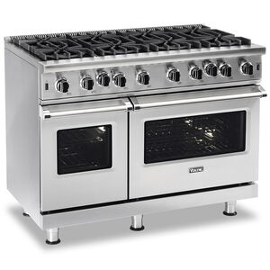 Viking 5 Series 48 in. 6.1 cu. ft. Convection Double Oven Freestanding Natural Gas Range with 8 Open Burners - Stainless Steel, , hires