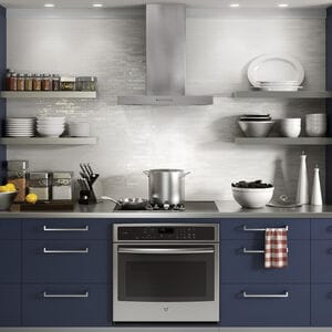 GE 30 in. Convertible Chimney Style Range Hood with 350 CFM, 4 Fan Speeds & 2 LED Lights - Stainless Steel, , hires