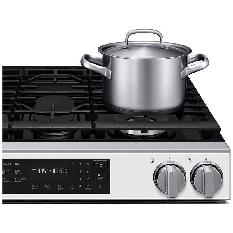 Samsung Bespoke 30 in. 6.0 cu. ft. Smart Air-Fry True European Convection Slide-In Gas Range with 5 Sealed Burners & Griddle - White Glass, White Glass, hires