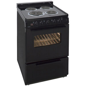 Premier 24 in. 2.9 cu. ft. Oven Freestanding Electric Range with 4 Coil Burners - Black, Black, hires