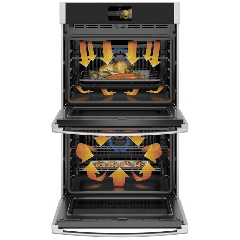 GE Profile 30 in. 10 cu. ft. Smart Top Control Electric Double Wall Oven with True European Convection - Fingerprint resistant Black Stainless, Fingerprint Resistant Black Stainless, hires