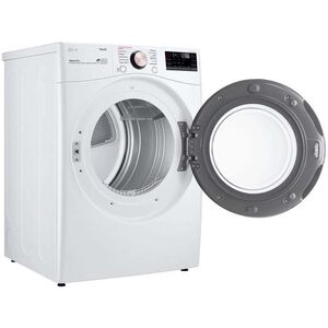 LG 27 in. 7.4 cu. ft. Smart Stackable Round-Door Gas Dryer with Built-In Intelligence, Sensor Dry, Turbo Steam, Sanitize & Steam Cycle - White, White, hires