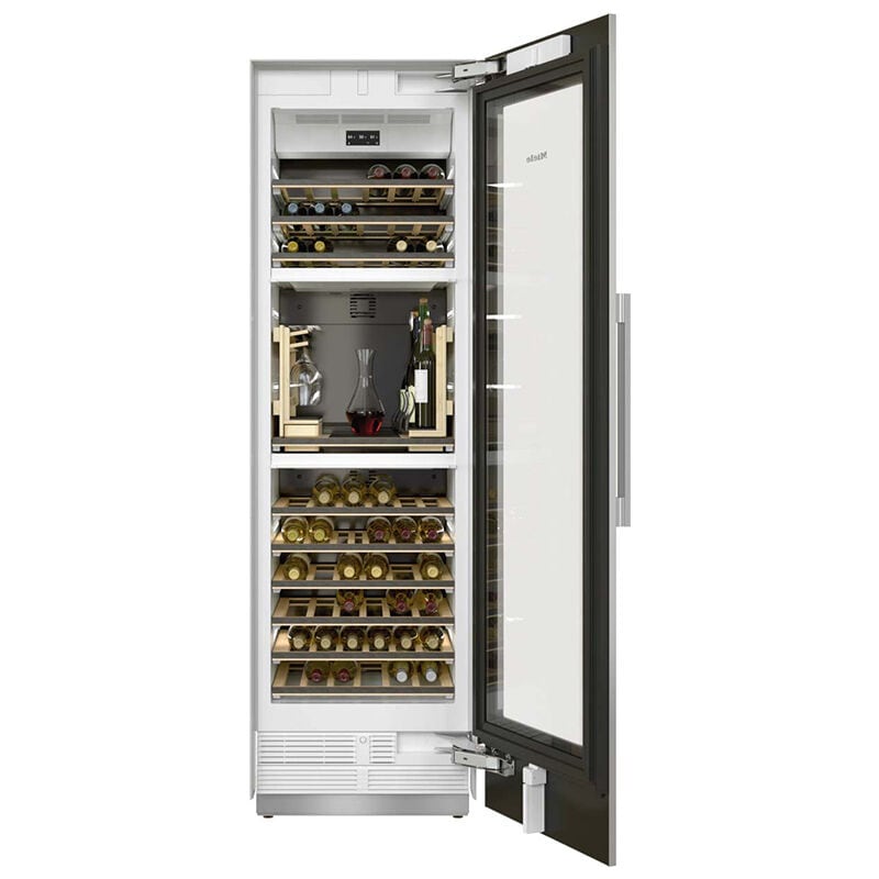 Miele MasterCool Series 24 in. Built-in Smart Wine Conditioning Unit with Wood Racks, Multi-Temperature Zones & 77 Bottle Capacity - Stainless Steel, , hires