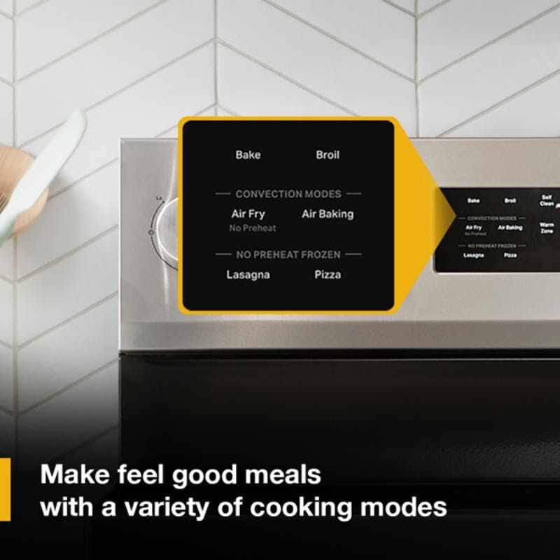 Whirlpool 30 in. 5.3 cu. ft. Air-Fry Standard Convection Electric Range with Radiant Burners - Black Stainless, , hires