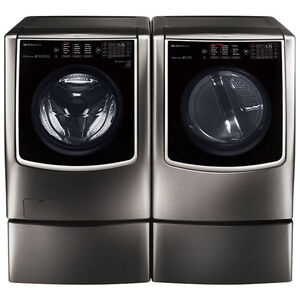 LG Signature 29 in. 9.0 cu. ft. Electric Dryer with TurboSteam Technology & Sensor Dry - Black Stainless Steel, , hires