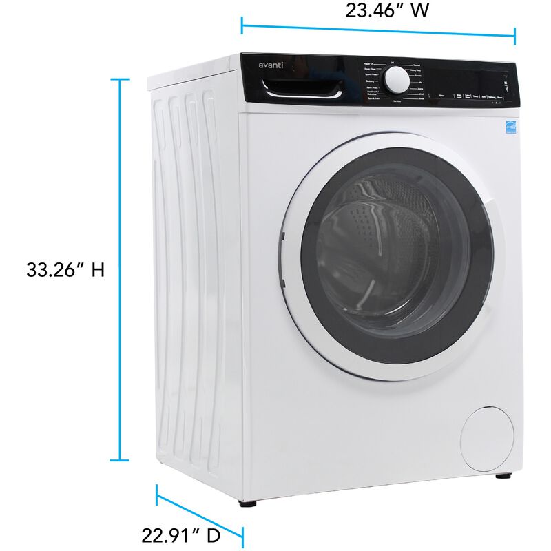 Avanti 24 in. 2.2 cu. ft. Stackable Front Load Washer with Sanitize & Steam Cycle - White, , hires