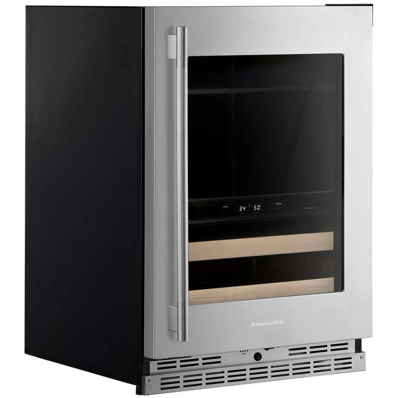 KitchenAid 24 in. Built-In/Freestanding 4.8 cu. ft. Compact Beverage Center with Adjustable Shelves & Digital Control - Stainless Steel with PrintShield Finish, , hires