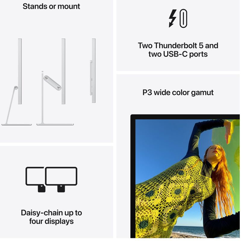Apple - Studio Display - Nano-Texture Glass - Tilt-Adjustable Stand - Silver, , hires