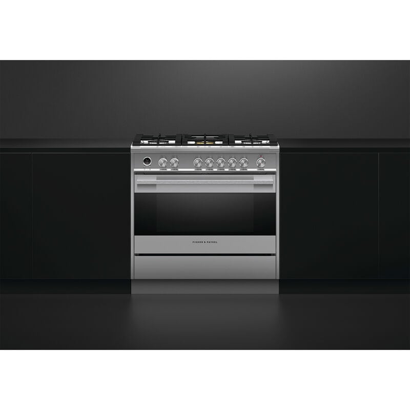 Fisher & Paykel Series 9 36 in. 4.9 cu. ft. True European Convection Dual Fuel Range with 5 Sealed Burners - Stainless Steel, , hires