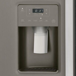 GE 36 in. 25.3 cu. ft. Side by Side Refrigerator with Ice & Water Dispenser - Fingerprint Resistant Slate, Slate, hires
