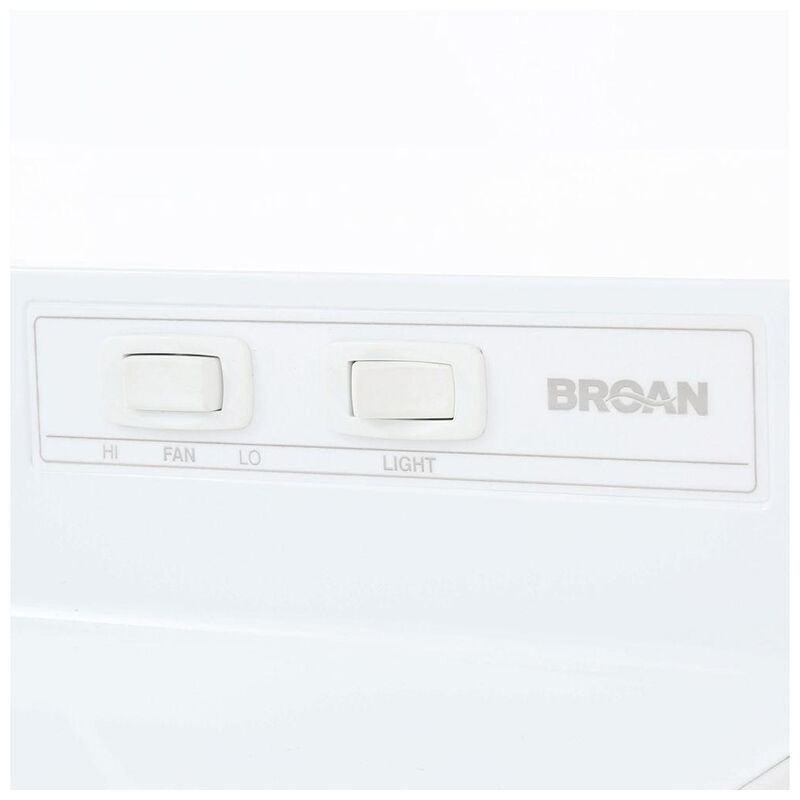 Broan 41000 Series 24 in. Standard Style Range Hood with 2 Speed Settings, Ductless Venting & Incandescent Light - White, , hires