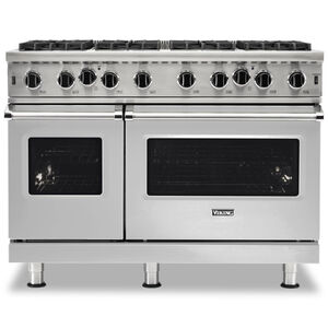 Viking 5 Series 48 in. 6.1 cu. ft. Convection Double Oven Freestanding Natural Gas Range with 8 Open Burners - Stainless Steel, , hires