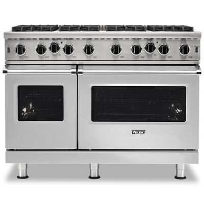 Viking 5 Series 48 in. 6.1 cu. ft. Standard Convection Double Oven Gas Range with Open Burners - Stainless Steel | VGIC54828BSS