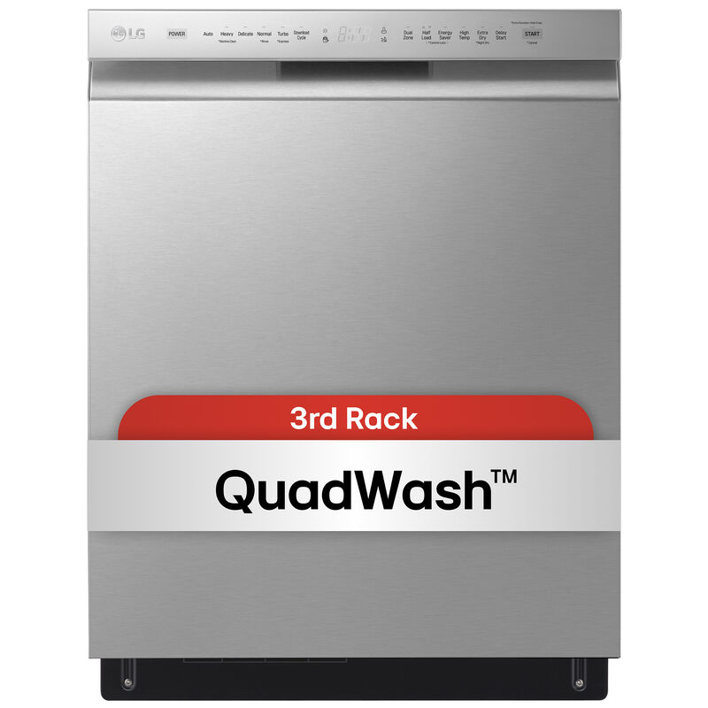 LG 24 in. Front Control Dishwasher with 48 dBa Sound Level, 3rd-Rack, Dynamic Dry & Pocket - PrintProof Stainless Steel, PrintProof Stainless Steel, hires