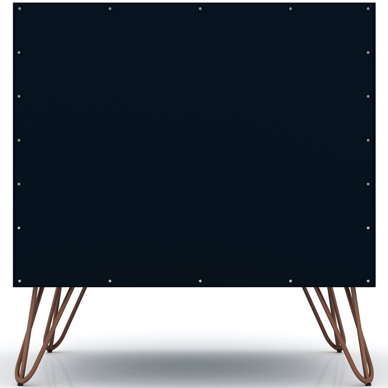 Manhattan Comfort Rockefeller Mid-Century Modern 1-Drawer Nightstand Tatiana Midnight Blue, Midnight Blue, hires