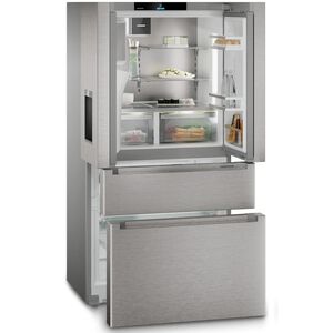 Liebherr Prime Series 36 in. 19.1 cu. ft. Smart Counter Depth 4-Door French Door Refrigerator with Ice & Water Dispenser - Stainless Steel, , hires