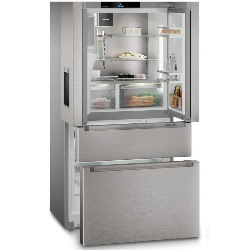 Liebherr Prime Series 36 in. 19.1 cu. ft. Smart Counter Depth 4-Door French Door Refrigerator with Ice & Water Dispenser - Stainless Steel, , hires