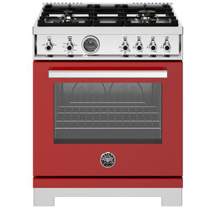 Bertazzoni Professional Series 30 in. 4.7 cu. ft. Convection Oven Freestanding Natural Gas Range with 4 Sealed Burners - Red, , hires