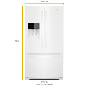 Whirlpool 36 in. 24.7 cu. ft. French Door Refrigerator with Filtered Ice & Water Dispenser - White, White, hires