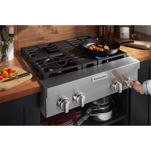 KitchenAid 30 in. 4-Burner Natural Gas Rangetop with Simmer - Stainless Steel, , hires