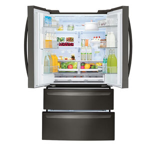 LG 36 in. 27.8 cu. ft. Smart 4-Door French Door Refrigerator with External Ice & Water Dispenser - Black Stainless Steel, Black Stainless Steel, hires