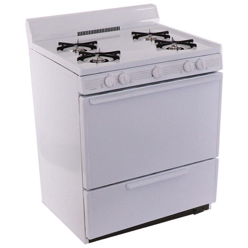 Premier 30 in. 3.9 cu. ft. Gas Range with Open Burners - White on White, , hires