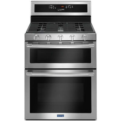 Maytag 30 in. 6 cu. ft. True European Convection Double Oven Gas Range with 5 Sealed Burners - Stainless Steel | MGT8800FZ