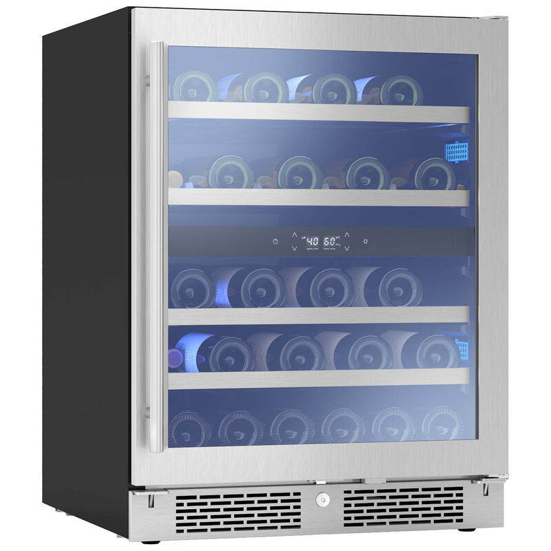 Zephyr Presrv Series 24 in. Undercounter Wine Cooler with Wood Racks, Dual Temperature Zones & 37 Bottle Capacity - Stainless Steel, , hires