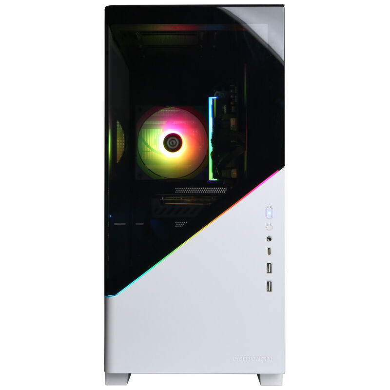 CyberPowerPC Gamer Master Desktop with AMD Ryzen 7 9700F, 3.8GHz, 8-Core CPU, AMD Radeon RX 7700, 16GB VRAM GPU, 32GB RAM, 1 TB SSD & Windows 11 Home - White, , hires