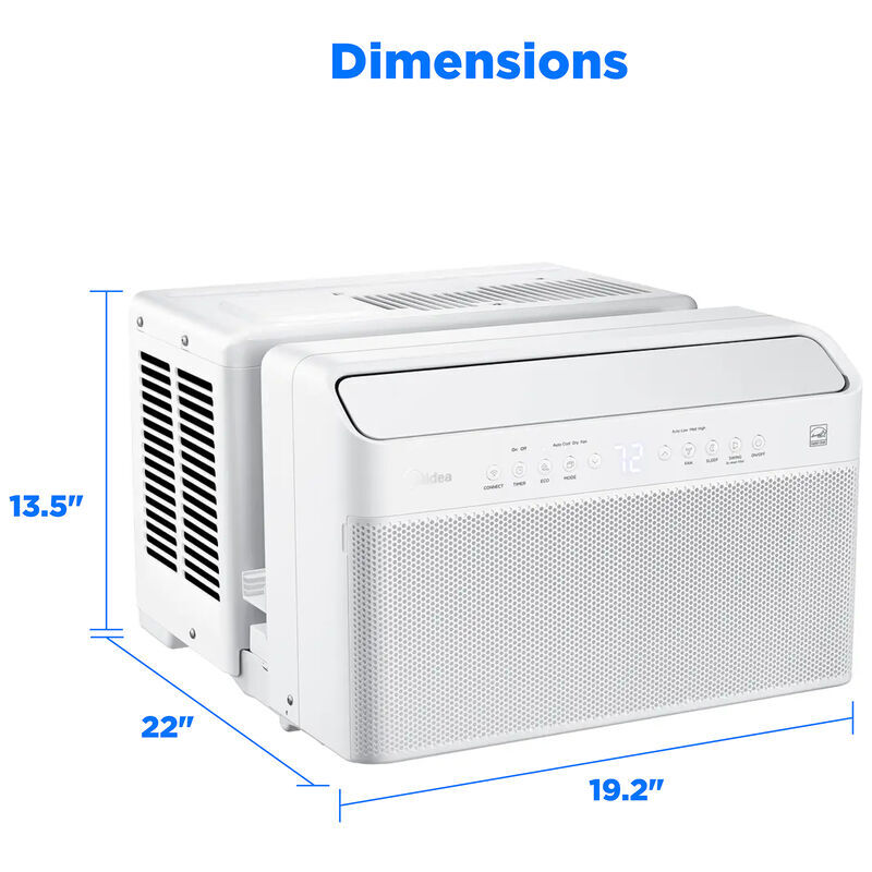Midea 8,000 BTU 115V U-Shaped Smart Energy Star Window Air Conditioner with Inverter, 3 Fan Speeds, Sleep Mode & Remote Control - White, , hires