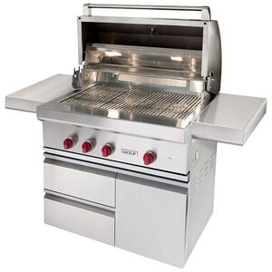 Wolf 36 in. 3-Burner Built-In Natural Gas Grill with Rotisserie, Sear Burner & Smoker Box - Stainless Steel, , hires