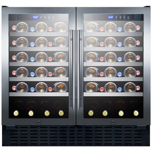 Summit 35 in. Full-Size Built-In or Freestanding Wine Cooler with 68 Bottle Capacity, Dual Temperature Zones & Digital Control - Stainless Steel, , hires