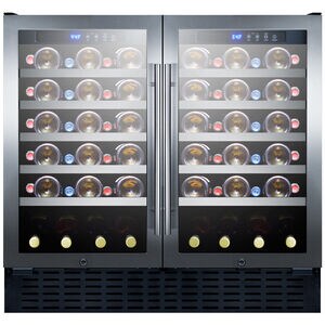 Summit 35 in. Full-Size Built-In or Freestanding Wine Cooler with 68 Bottle Capacity, Dual Temperature Zones & Digital Control - Stainless Steel, , hires