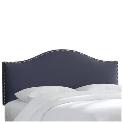 Skyline Furniture Nail Button Micro-Suede Fabric California King Size Upholstered Headboard - Lazuli Blue | 914NBPWLZLBL