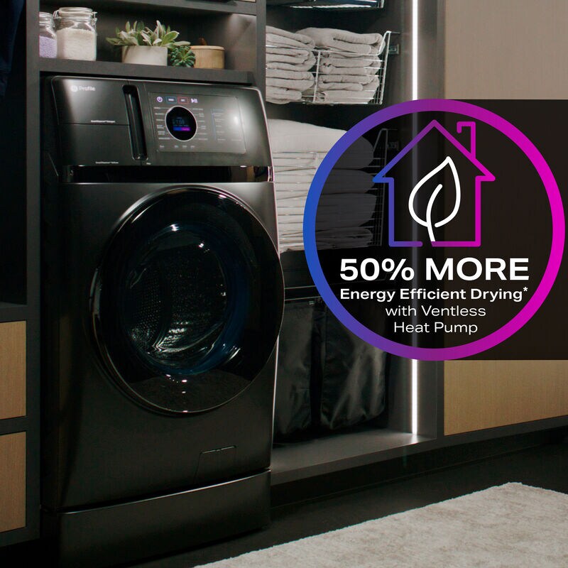 GE Profile 28 in. 4.8 cu. ft. UltraFast Smart Electric Front Load Ventless All-in-One Combo with Heat Pump, Sensor Dry, Sanitize & Steam Cycle - Carbon Graphite, , hires