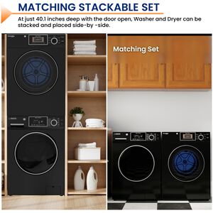 Equator 24 in. 1.62 cu. ft. Electric Front Load Laundry Center with Sensor Dry, Pet & Sanitize Cycle - Black, , hires