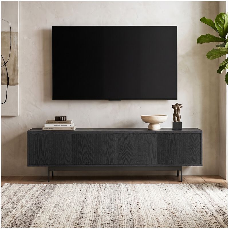 Preston & Cole Everett 70" Wide TV Stand for TVs up to 75" - Black Grain, , hires